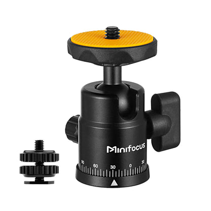 Mini Ball Head Panoramic Tripod – 1/4'' Hot Shoe Mount for DSLR Camera, Camcorder, Monitor, Smartphone, Light, Microphone, Slider