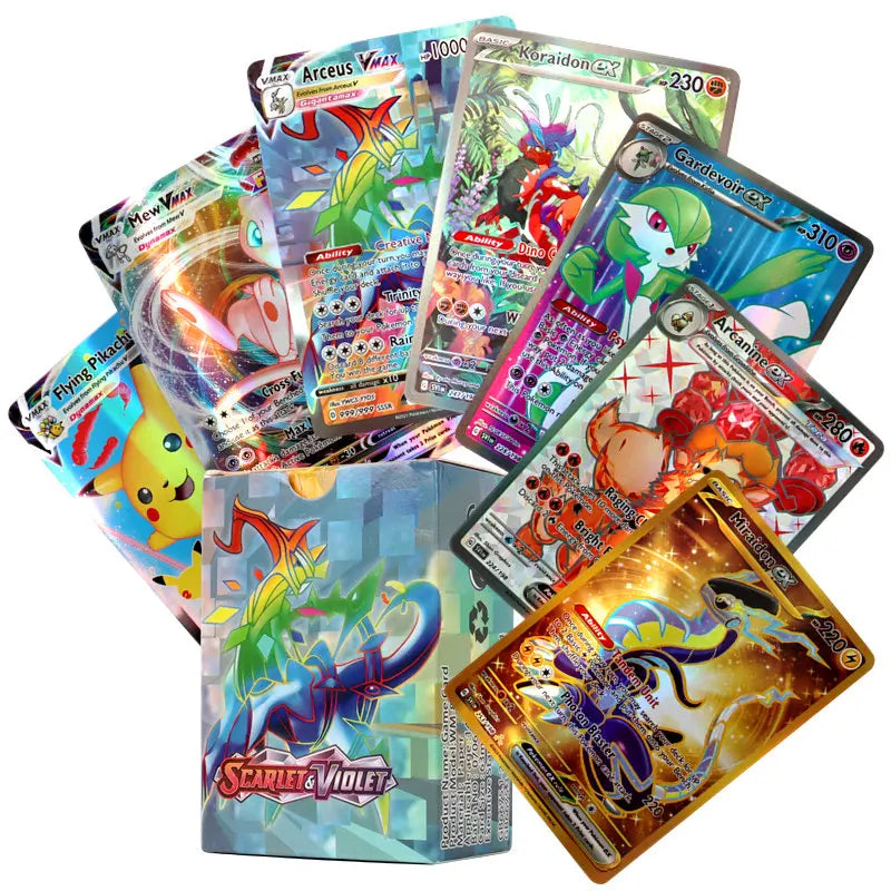 60-100Pcs English Pokemon Cards – Holographic EX, Vstar, Vmax, GX, Charizard, Mewtwo & Evolution Combos