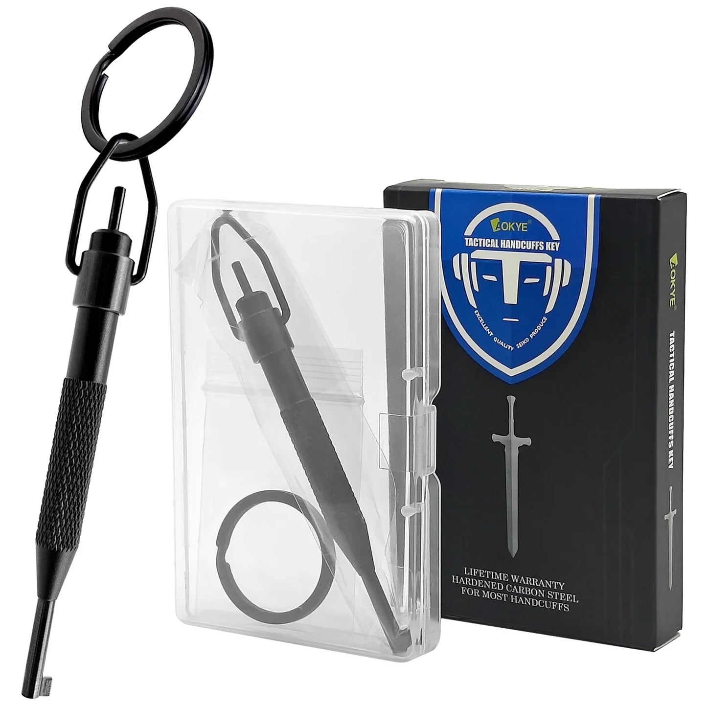 AK-01B Rotating Handcuff Key — High Carbon Steel & Aluminum Alloy with Key Ring, Universal Police Handcuff Key