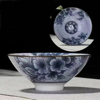 70ML Handmade Blue & White Porcelain Tea Cup – Dragon, Phoenix & Fish Pavilion Design for Chinese Kungfu Tea Ceremony