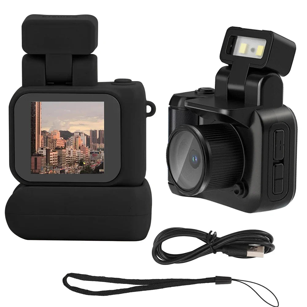 Y4000 Mini HD 1080p Camera – Portable Retro Digital Video Recorder with Screen, Flash Light & Battery Dock