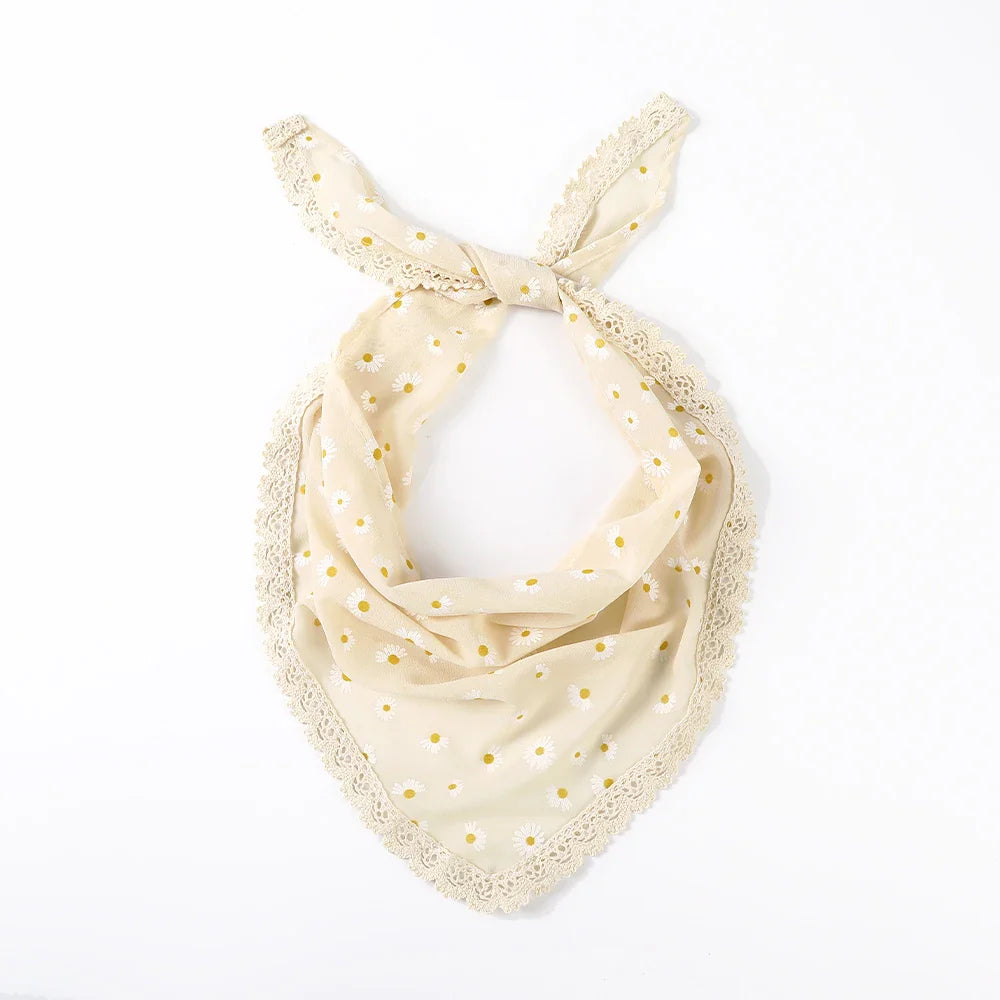 Fabric Printing Triangle Scarf — Flower Turban Bandana Headband for Women Retro Hair Accessories