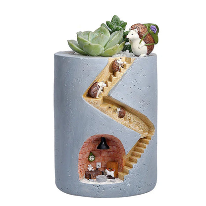 Creative Hedgehog Resin Planter - Decorative Flower Pot for Succulents and Air Plants - Ideal for Home, Garden, and Tabletop Decor