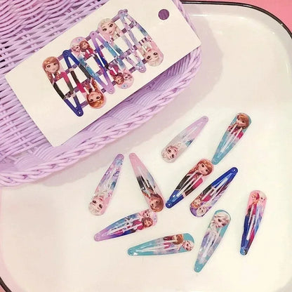 Random 5/10pcs Frozen Elsa Hair Clips, Cute Disney Hair Accessories, Digital Printed, Minimalist Birthday Gifts for Children