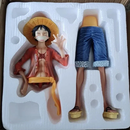 One Piece 42.5cm Straw Hat Monkey D. Luffy Figure – 1/4 Scale Large Smiley Anime Statue, Decorative Doll Toy Gift