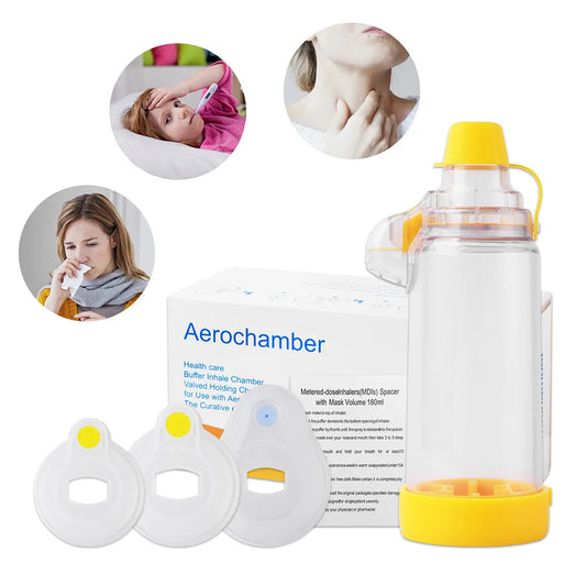 Asthma Inhaler Spacer & Nebulizer — Adult, Child, and Baby Aerosol Compressor with Mist Storage Bottle, Mask, and Tank Cup