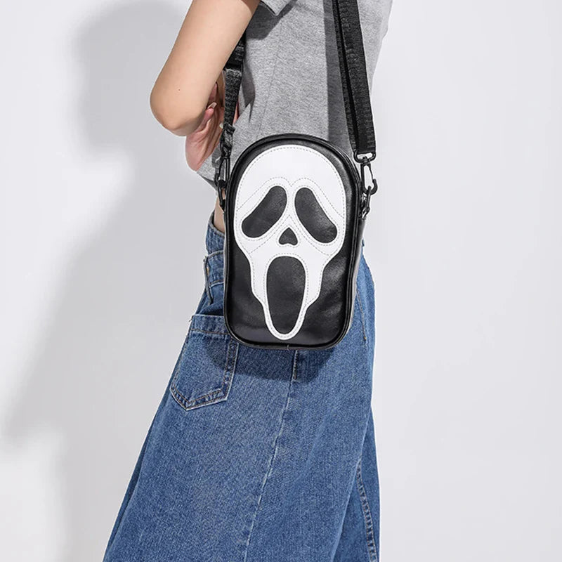 Halloween Ghost Crossbody Bag — Skull Shoulder Bag for Women & Girls, Y2K Punk Hiphop Skeleton Handbag