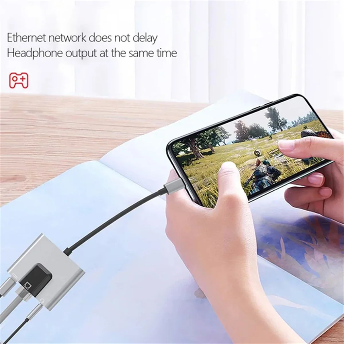 RGEEK USB-C to Ethernet Adapter Hub — Type-C to LAN, 3.5mm Audio & PD Charging Dock for iPhone & Android