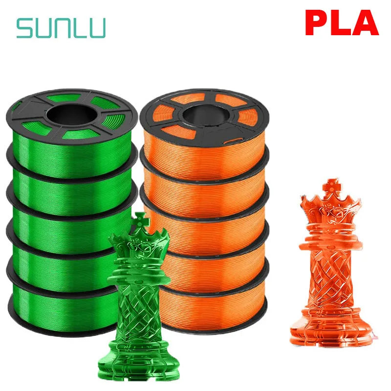 SUNLU 10KG 3D Printer Filament Set – 1.75mm PLA, PETG, PLA+ & Clear, 10 Rolls x 1KG Neatly Wound for 3D Printers & 3D Pens