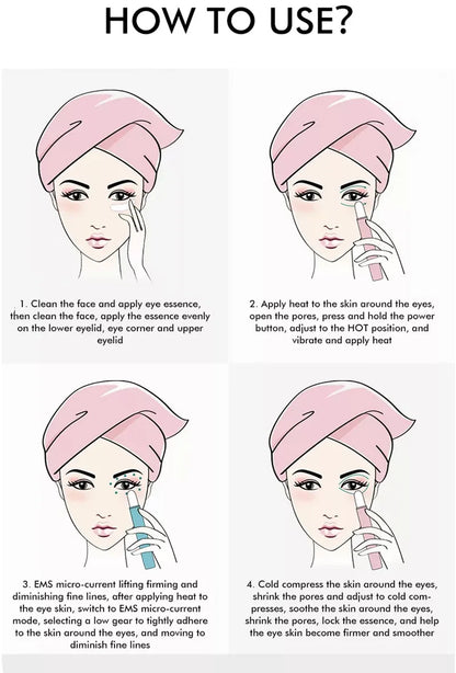 Eye Massager with Sound Wave Vibration – Electric Muscle Stimulation for Skin Lifting, Eye Bag & Wrinkle Removal, Nutrient Infusion