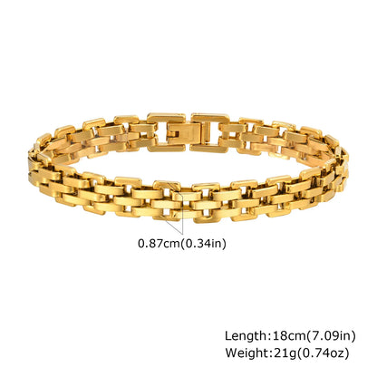 Women’s Chunky Gold Toggle Chain Bracelet – Stainless Steel OT Buckle Link Bracelet, Tarnish-Free Bold Fashion Jewelry