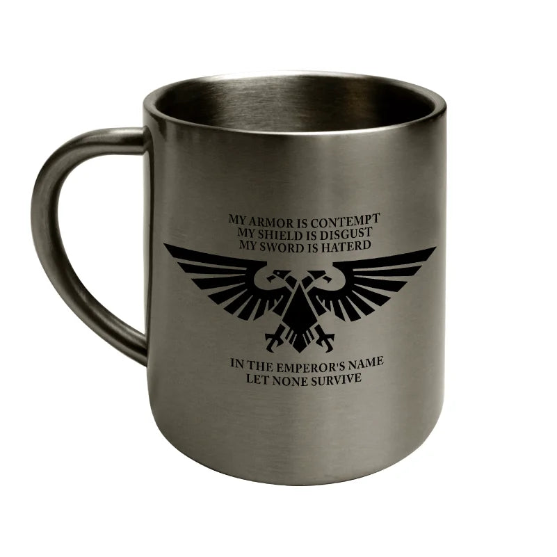 Warhammer 40K Metal Stainless Steel Cup | Imperial Double-Headed Eagle Mug | Game Peripheral Gift