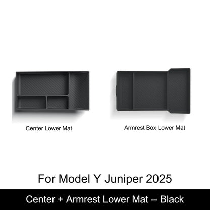 Tesla Model Y Juniper 2025 Center Console Armrest Organizer – Cup Holder & Storage Box Interior Upgrade Kit