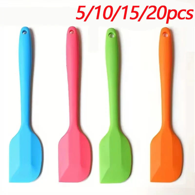 5/10/15/20PCS Silicone Baking Spatula Set – Heat Resistant Cream & Cake Scraper Tools, Seamless Non-Stick Kitchen Utensils (Random Colors)