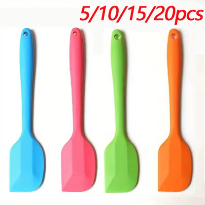 5/10/15/20PCS Silicone Baking Spatula Set – Heat Resistant Cream & Cake Scraper Tools, Seamless Non-Stick Kitchen Utensils (Random Colors)