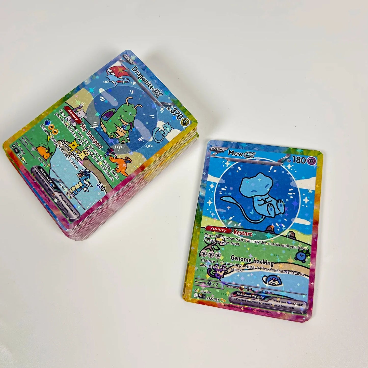 55PCS Holographic Pokémon Cards - Cute Anime DIY Proxy Collection with Eevee & Charizard