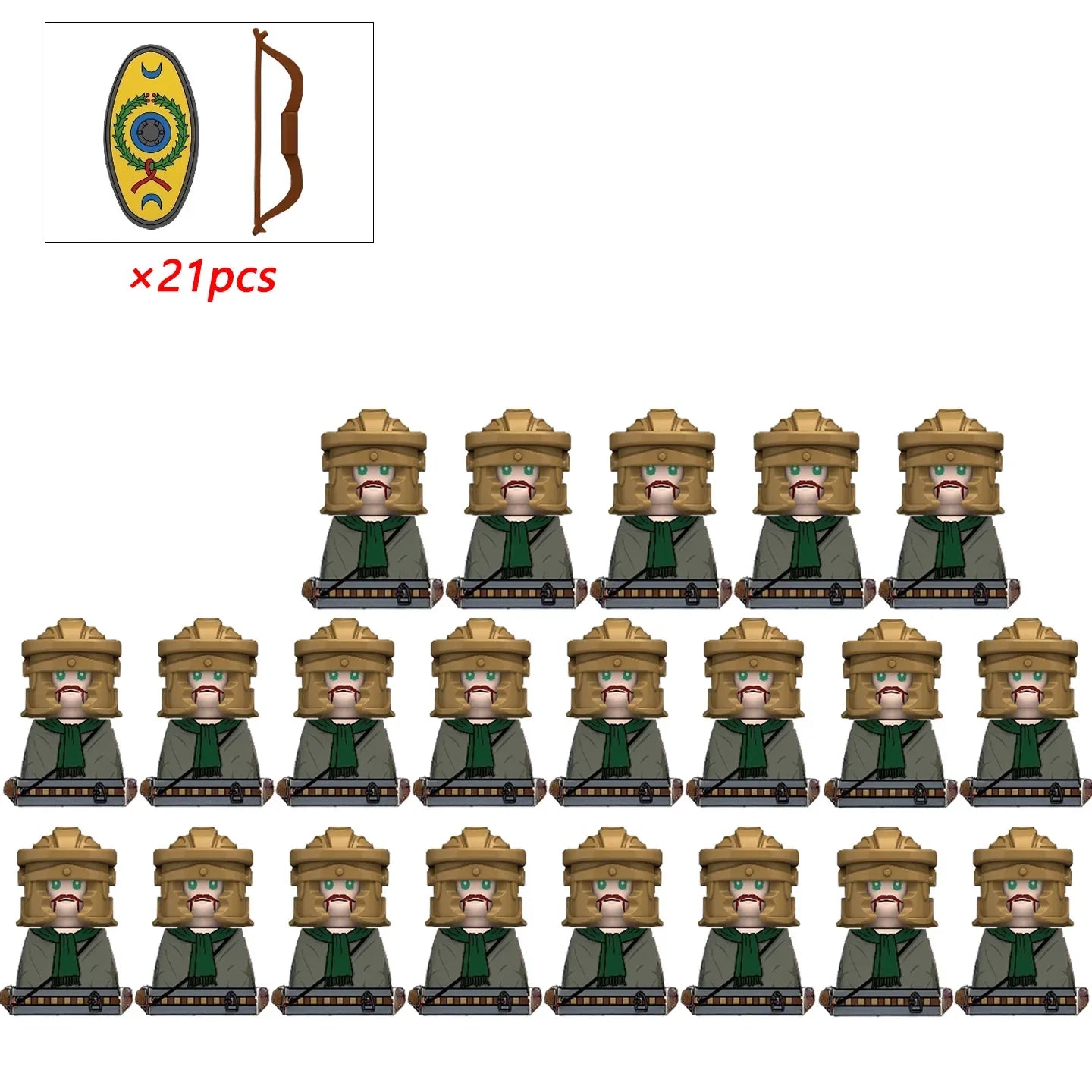 21PCS MOC Medieval Knights & Roman Legion Soldiers Building Blocks Set Warrior Figures with Weapons Helmet Bricks Toy Collection