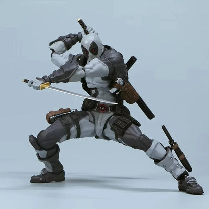 AMAZING YAMAGUCHI Deadpool & Wolverine 2.0 Action Figure – Grey Mutants Joint Movable KAIYODO Model Toy for Kids & Collectors