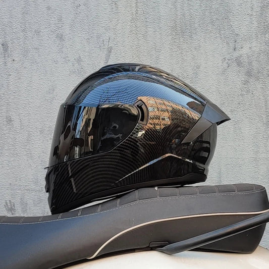 Full-Face Motorcycle Helmet — Winter Warm Double Visor Racing & Sports Motorbike Helmet