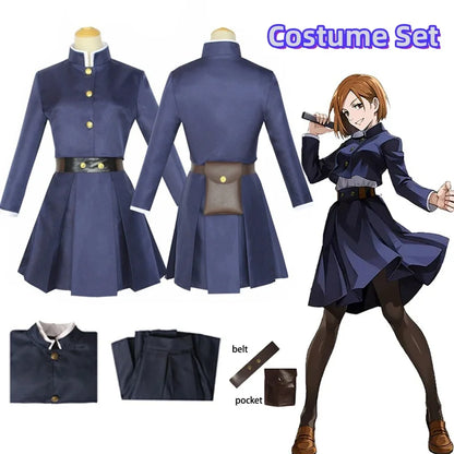 Anime Jujutsu Kaisen Cosplay Costume — Kugisaki Nobara Tattoo Girl’s Full Uniform Dress Set