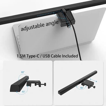 Eye-Care LED Desk Lamp 50cm – USB-Powered Screen Light Bar with Stepless Dimming for Reading & PC