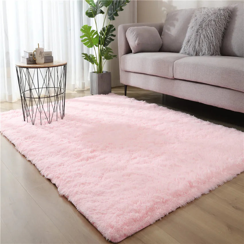 VIKAMA Tie-Dyed Fluffy Rug – Soft Plush Carpet for Living Room, Bedroom, Kids’ Playroom & Bedside