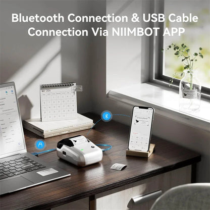 NIIMBOT B1 Portable 2-Inch Thermal Label Printer with Adhesive Tapes Bluetooth Mini Sticker Maker for Smartphone & PC