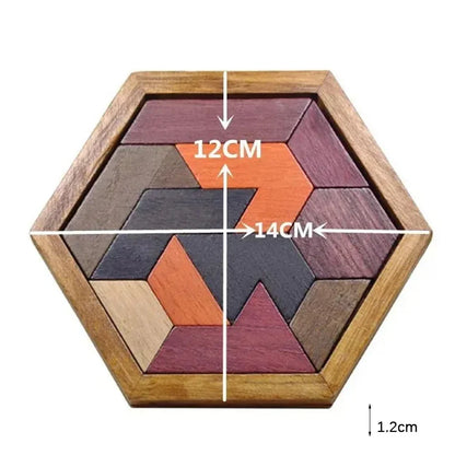 Wooden Geometric Jigsaw Board Puzzle – Non-Toxic Educational Brain Teaser Toy for Kids