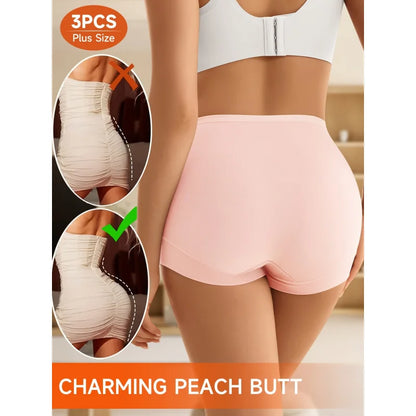 Women’s Plus Size Lace Panties 3-Pack - Breathable Floral Mesh Tummy Control Shaping Briefs for Everyday Comfort