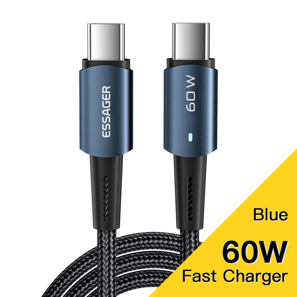 Essager USB-C Cable 100W PD QC 4.0 – Fast Charging Type-C Cable for MacBook Pro, Samsung, Xiaomi