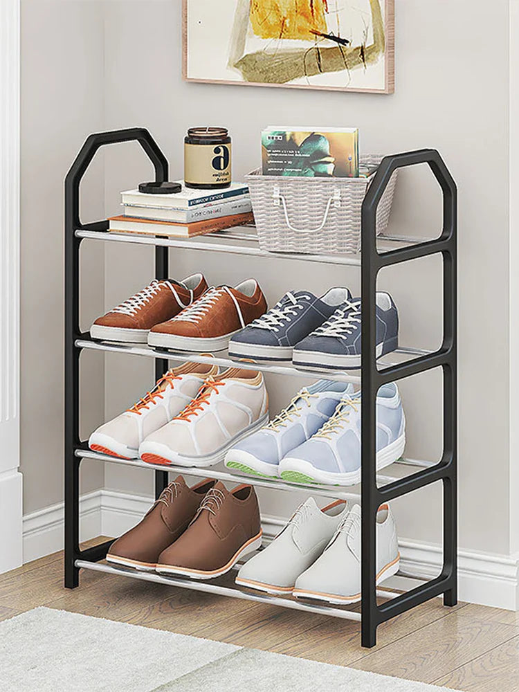 4-Floor Creative Home Shoe Rack – Dormitory Door Storage Cabinet, Black, 2 Sets Assembly Components for Shoes