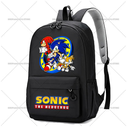 Cartoon Sonic Backpack — School Bag for Kids & Teens Featuring Amy, Rose & Shadow Characters, Perfect Gift for Boys