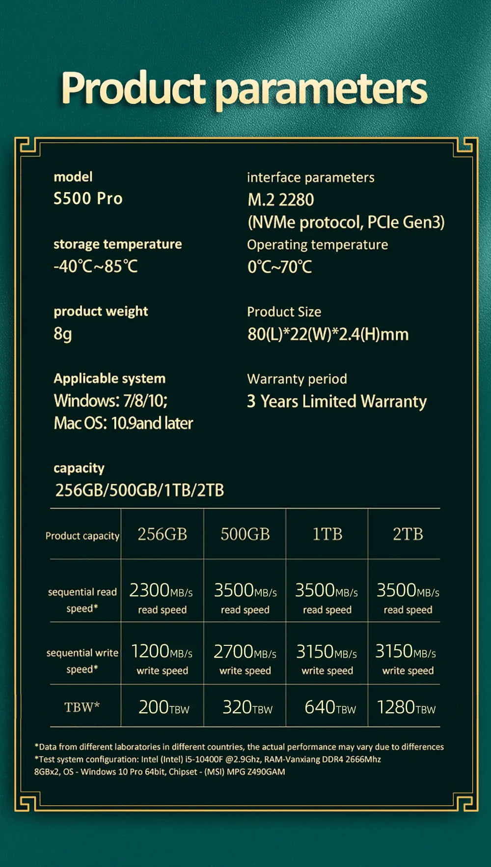 Fanxiang S500 Pro M.2 SSD 512GB, 1TB, 2TB - 3500MB/s NVMe PCIe 3.0 Internal Solid State Drive for Laptop & Desktop