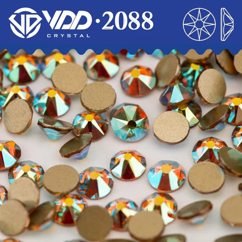 VDD Non Hot Fix Crystal Nail Art Rhinestones - 2088 Flower Flatback Gems for DIY Nail Decorations