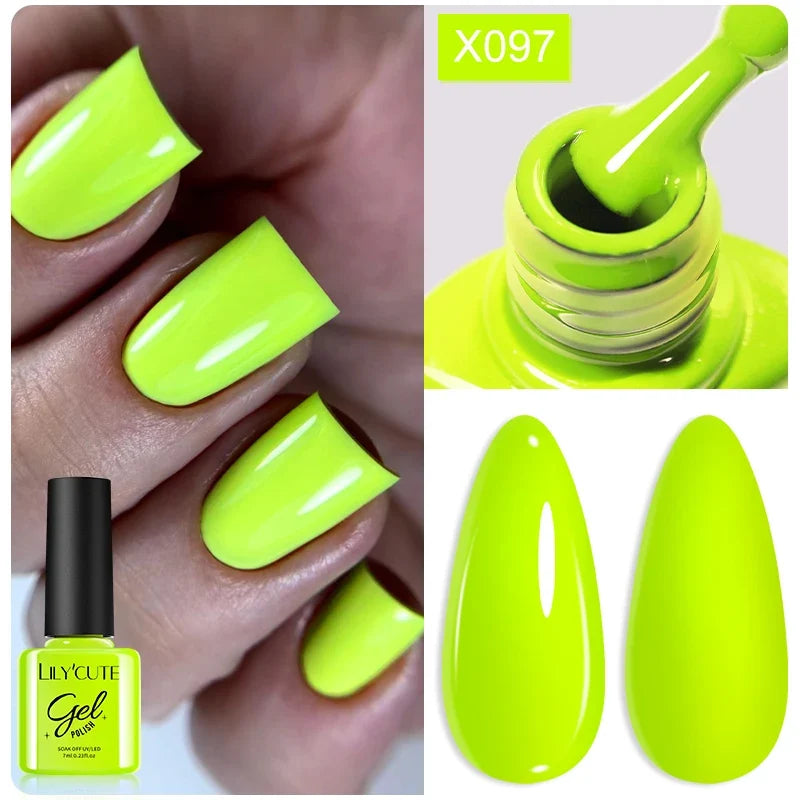LILYCUTE Solid Color Gel Nail Polish 7ml - Semi-Permanent Soak Off UV LED Gel Varnish for Nail Manicure Art