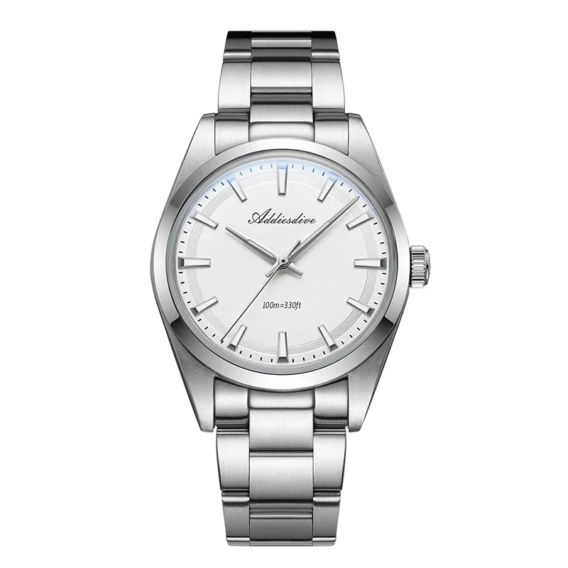 ADDIESDIVE 36MM Men's Stainless Steel Quartz Watch — Luxury Bubble Mirror Glass, 100M Waterproof Timepiece AD2066