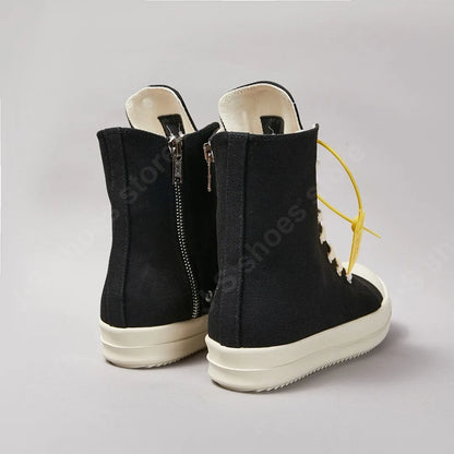 Classic Black Canvas Shoes - Ricks Brand High Top Sneakers for Men & Women, Luxury Lace-Up Casual Boots