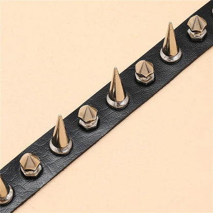 Punk Long Spike Choker Faux Leather Collar – Studded Rivet Necklace for Women & Men, Goth Style Accessories