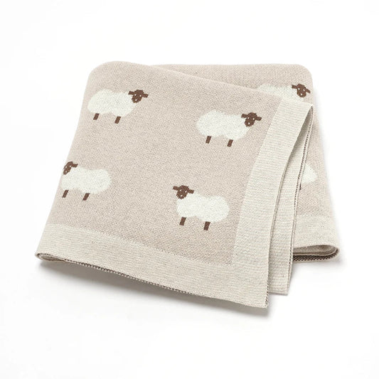 Baby Cotton Knitted Blanket 90x70cm – Newborn Swaddle Wrap for Boys & Girls, Stroller & Nursery Cuddle Quilt
