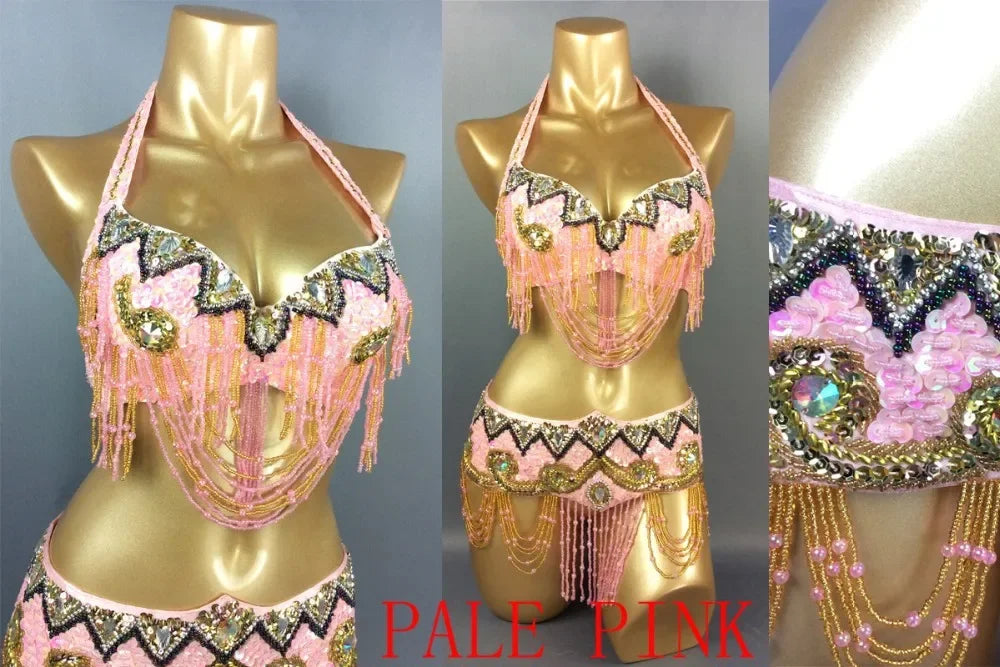 Sexy Belly Dance Costume Set for Women – 2-Piece Bra & Belt Outfit for Sizes 34D/DD,36D/DD,38/D/DDD,40B/C/D,42D/DD