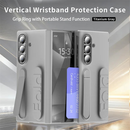 Vertical Wristband Card Slot Kickstand Case for Samsung Galaxy Z Fold 4-7 – Invisible Wrist Stand Protective Cover