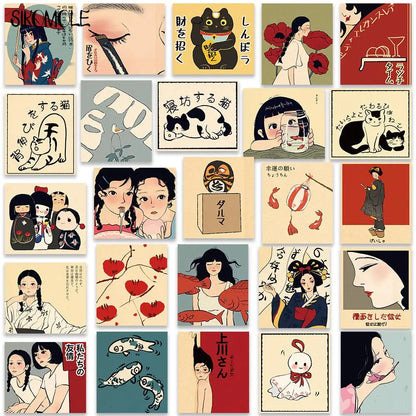 10/30/50PCS Kawaii Cartoon Stickers – Japanese Style Graffiti for DIY, Travel, Luggage, Guitar, Fridge & Laptop