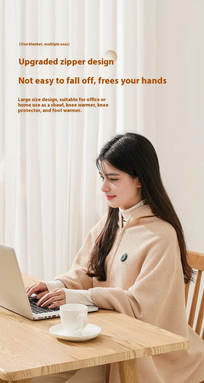 USB Electric Wearable Heated Blanket – Washable Warmer with 3 Adjustable Temperature Levels for Women