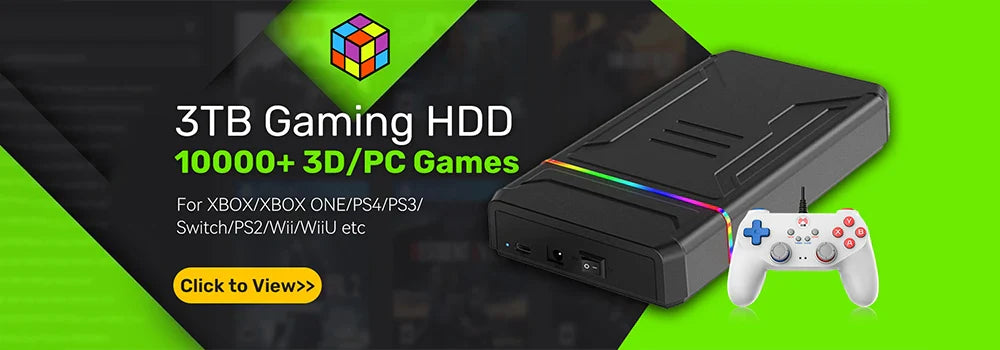 3TB Portable Gaming HDD – 17,300+ AAA/3D/Retro Games for PS4/PS3/PS2/Switch/Wii with LaunchBox/Retrobat/Playnite
