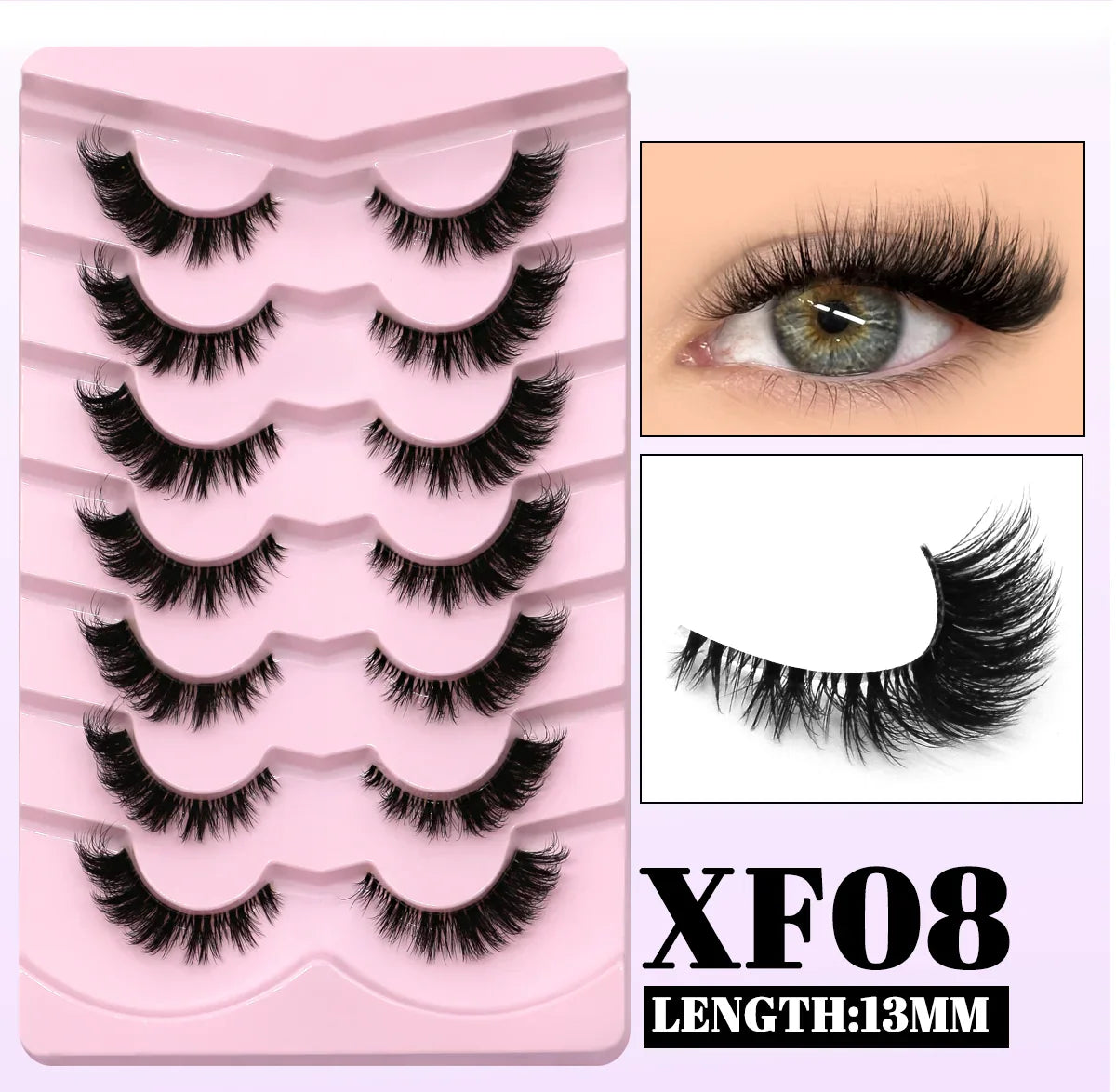 GROINNEYA Cat Eye False Eyelashes – Natural Long Clear Band Winged End Faux Mink Lashes for Eye-Enhancing Makeup