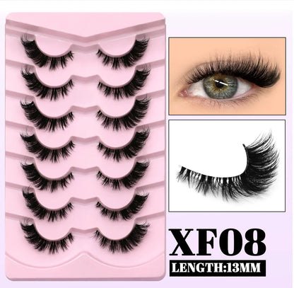 GROINNEYA Cat Eye False Eyelashes – Natural Long Clear Band Winged End Faux Mink Lashes for Eye-Enhancing Makeup