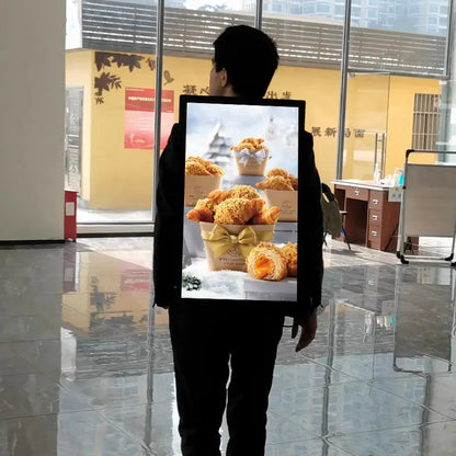 27-Inch Portable Backpack LCD Billboard – High Brightness Outdoor Advertising Display Screen with Large Storage Media Player