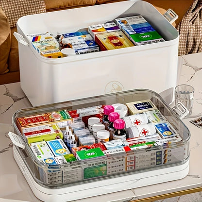 Portable Large Capacity Medicine Box – Home First Aid Kit with Multi-Layer Drug Storage for Family Emergencies