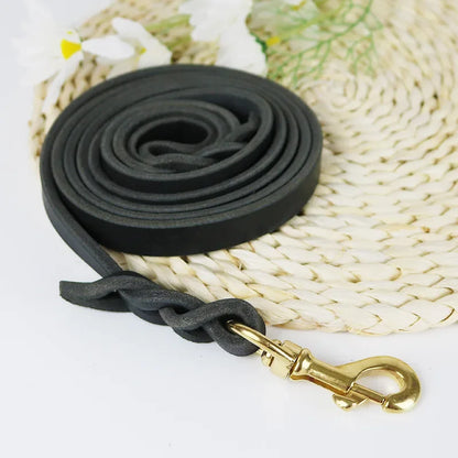 Genuine Leather Dog Leash – Braided Walking & Training Lead for Medium & Large Dogs, Brown & Black