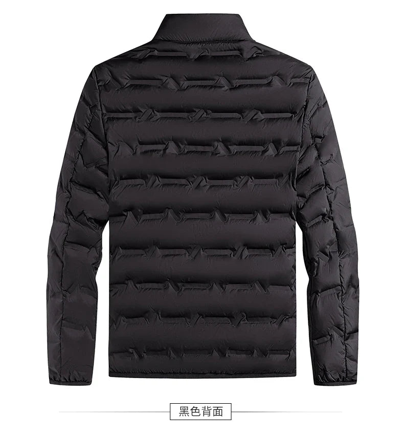 Graphene Self-Heating Down Jacket for Men – Solid Windproof, Pleated Stand Collar, Warm Winter Outerwear